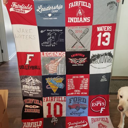 T-shirt quilt featuring fairfield indians, cros country team by Jennifer from OH
