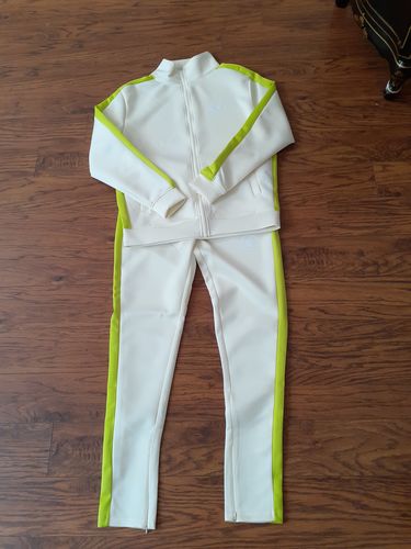 Customer photo review of Solid One Stripe Track Pants Cream - Lime (100-402)