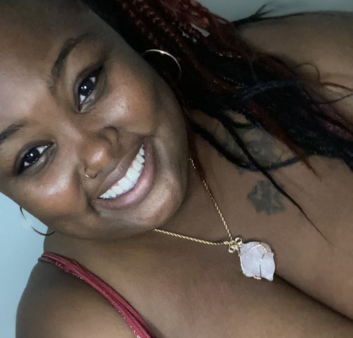 Customer photo review of Raw Amethyst/Rose Quartz Necklace