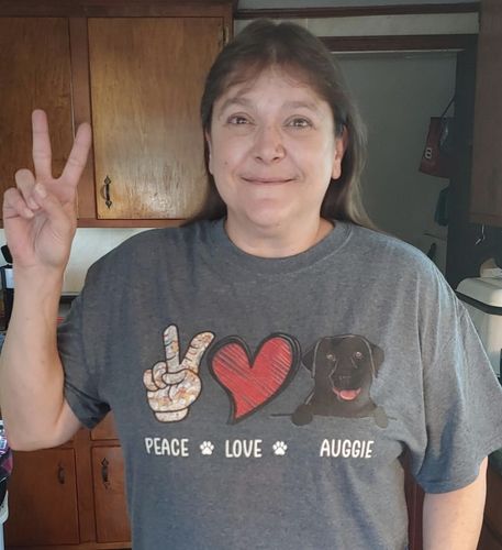 Customer photo review of Peace Love Dog - Personalized Custom Unisex T-shirt
