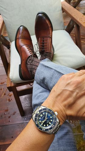 Customer photo review of Oxford Cap Toe - Cognac Tan Lace Up (Hand Painted Patina)