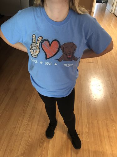 Customer photo review of Peace Love Dog - Personalized Custom Unisex T-shirt