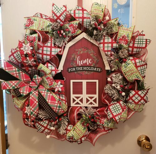 Customer photo review of 2.5"X10Yd Glitter Diagonal Plaid/Royal White/Red/Emerald RGA1223F4