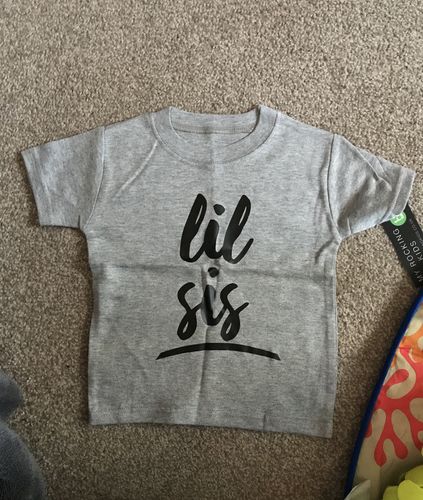 Customer photo review of Brothers & Sisters Mix n' Match Script Grey Tees (MRK X)