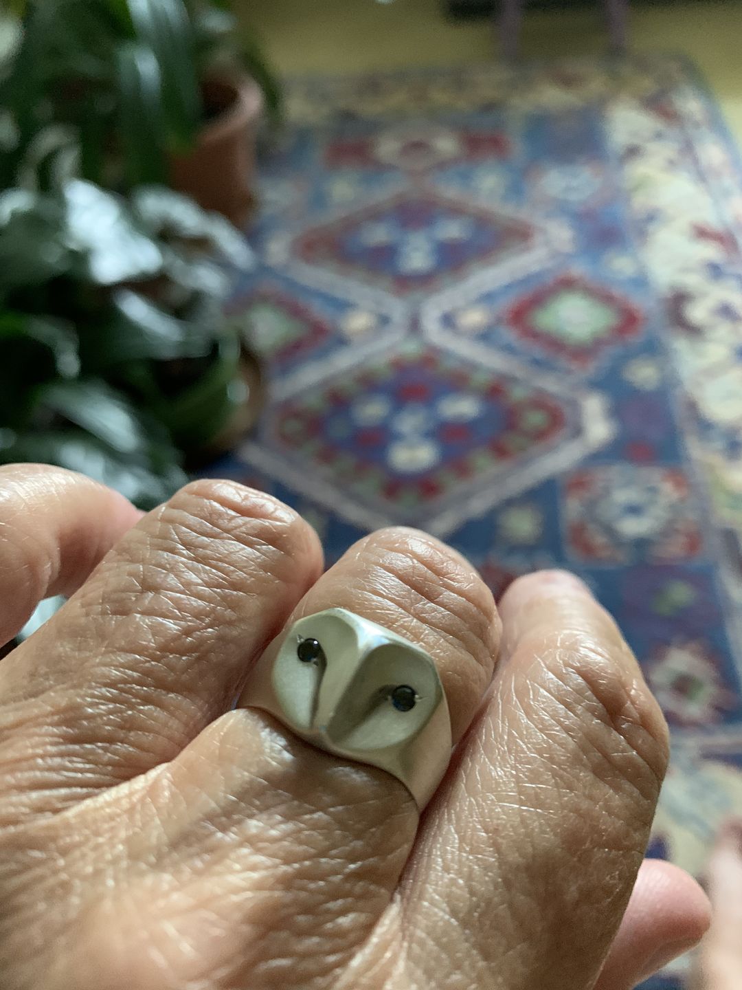 Customer photo review of Black Diamond Owl Ring