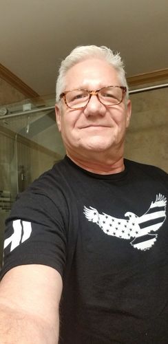 Customer photo review of USA Flag Eagle Mens Apparel