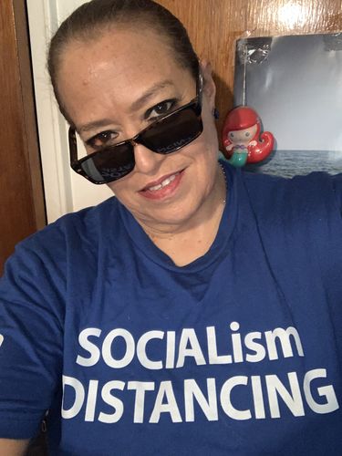 Customer photo review of Socialism Distancing Mens Apparel