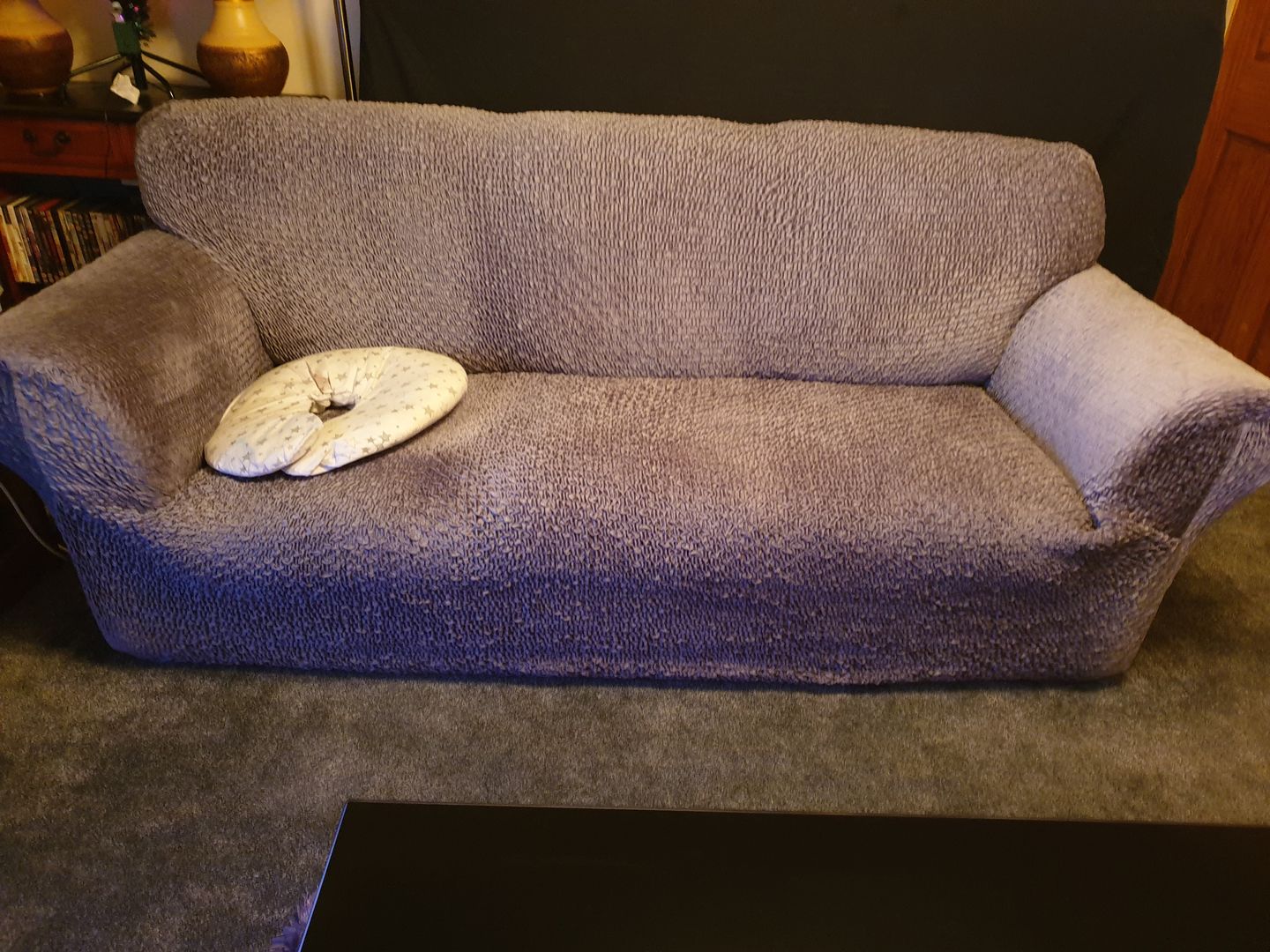 Customer photo review of 3 Seater Sofa Cover - Grey, Velvet Collection