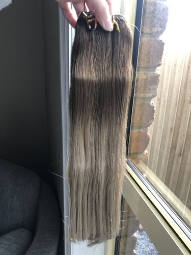 Balayage Clip in Brown with Blonde Human Hair Extensions #4/16/60