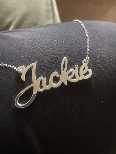 Customer photo review of Large Script  Name Necklace