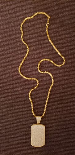 Customer photo review of Gold Fully Iced Micropave Dogtag Pendant
