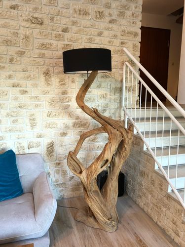 Customer photo review of Standlampe Teak Wurzelholz  RIAZ  | inkl. Lampenschirm