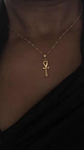 Customer photo review of Little Ankh Gold Necklace