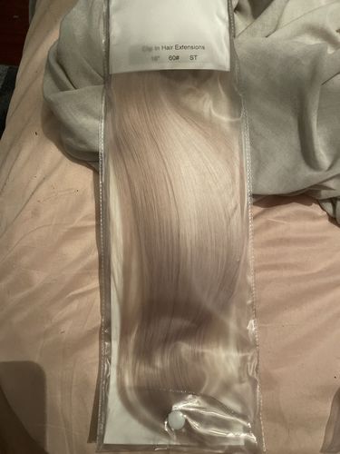 Customer photo review of Full Shine Clip in Extensions 100% Remy Human Hair 7 Pieces Platinum Blonde (#60)