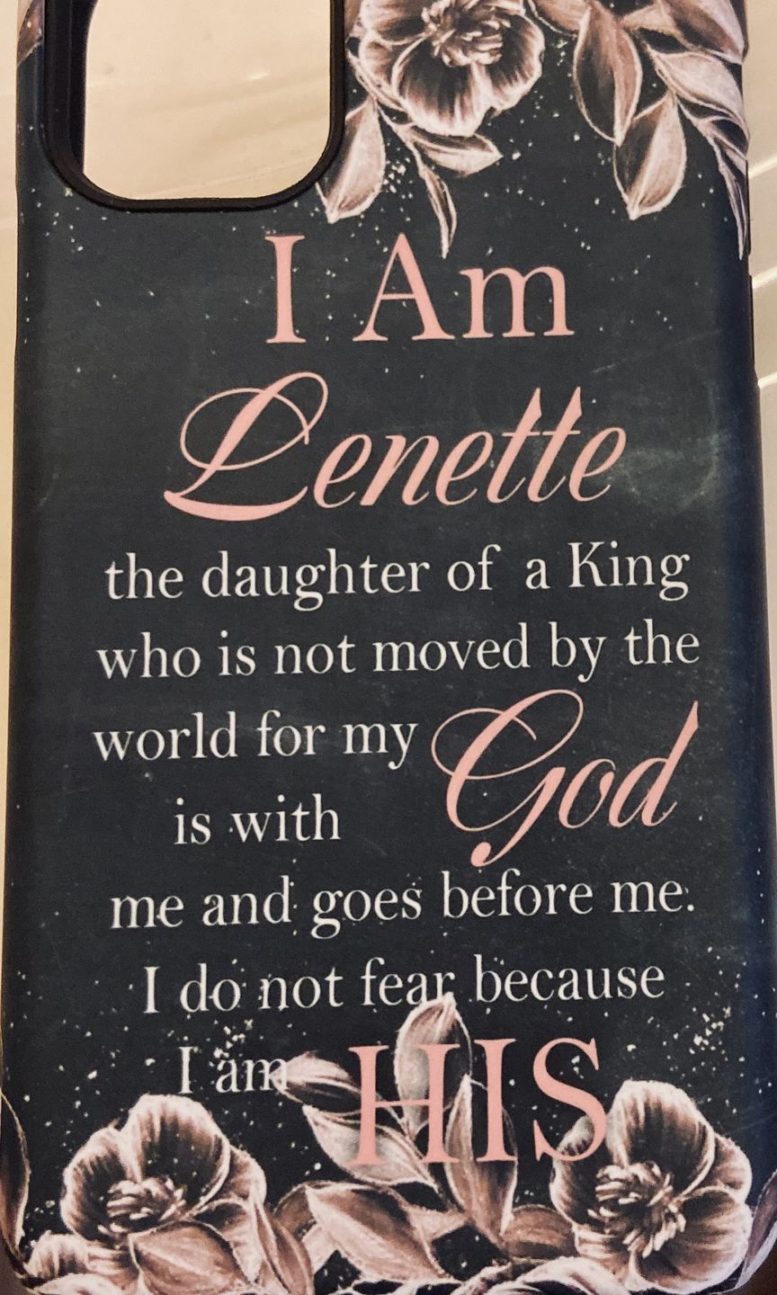Customer photo review of I am the daughter of a King personalized name iPhone case | Christian gifts