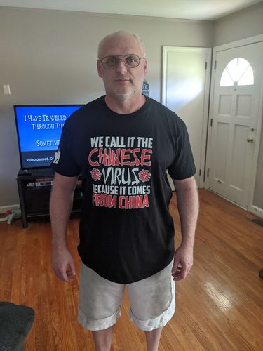 Customer photo review of Chinese Virus Mens Apparel