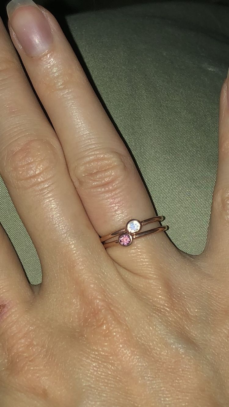 Customer photo review of Tiny Stacking Mother's Birthstone Rings in Sets of 2, 3, 4, 5 or 6