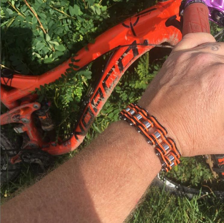 Customer photo review of Cycolinks Punk Orange Mens Bike Chain Bracelet