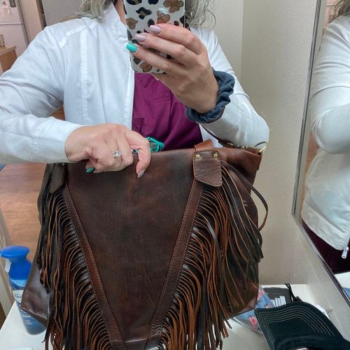leather fringe tote