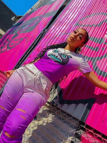 Customer photo review of Fashion Cartoon Print Drawstring Pants Set