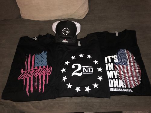 Customer photo review of Color Merica Flag Mens Apparel