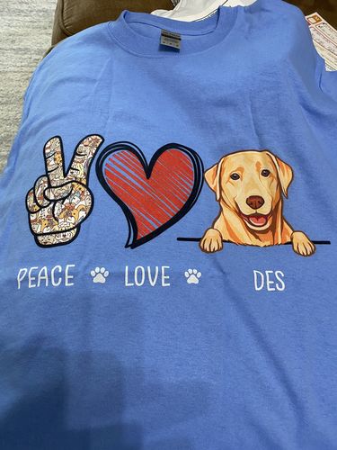 Customer photo review of Peace Love Dog - Personalized Custom Unisex T-shirt