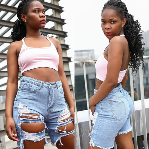 Customer photo review of Sexy Broken Hole Denim Shorts