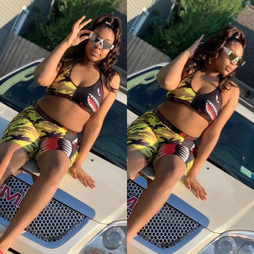 Customer photo review of Sexy Printed Stitching Shorts Set