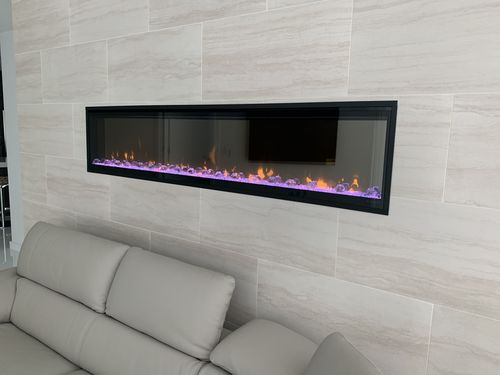 Customer photo review of Dimplex IgniteXL 74" Linear Recessed / Built in Electric Fireplace