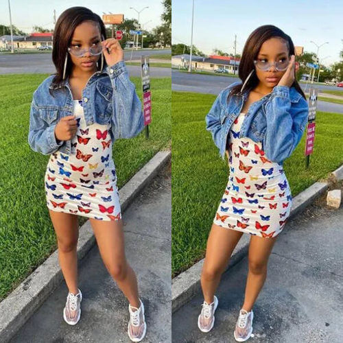 Customer photo review of Sexy Butterfly Print Strapless Dress