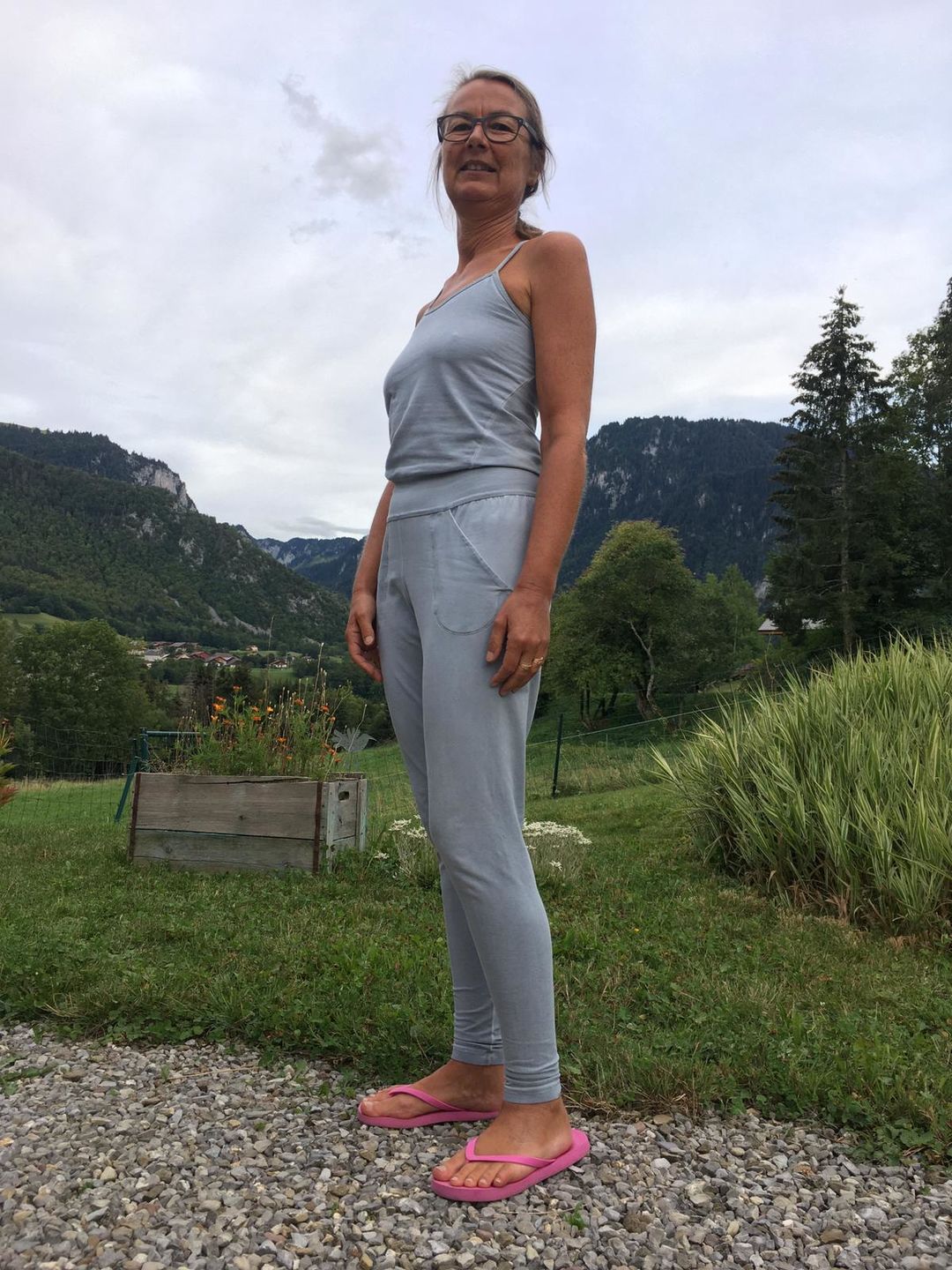 Customer photo review of Stonewash Long Yoga Jumpsuit