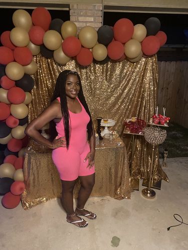 Customer photo review of Hot Girl Summer Romper(Pink)
