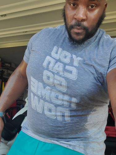 Customer photo review of You Can Go Home Now - Men's Sweat Activated T-Shirt