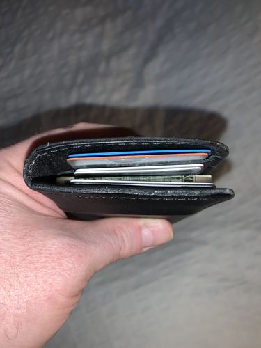 Customer photo review of No.52 | 'Black Skirting' Vertical Leather Wallet