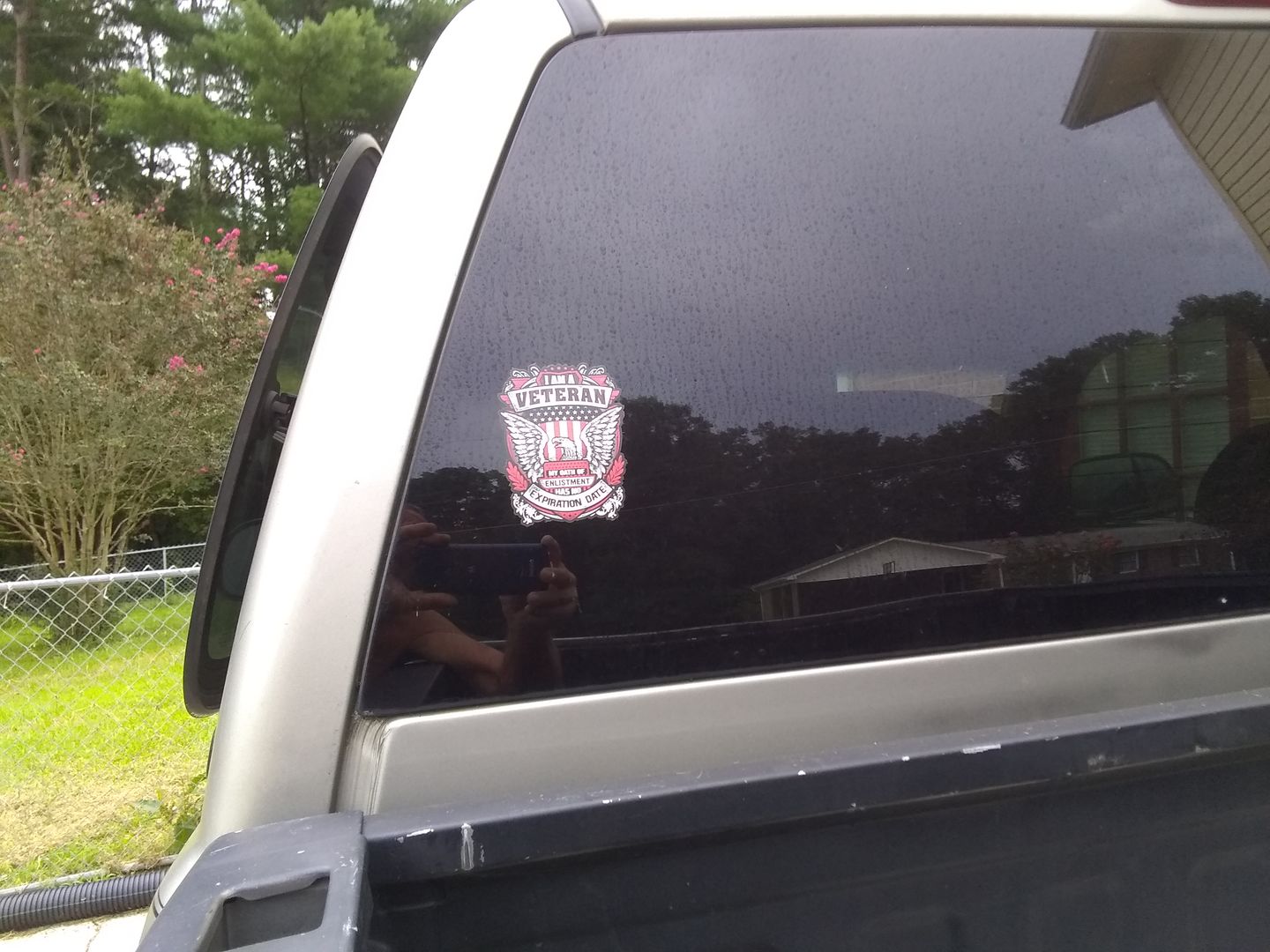 Customer photo review of I Am A Veteran - Eagle 4" Decal