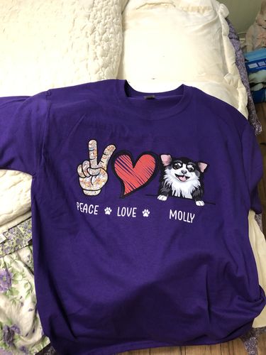 Customer photo review of Peace Love Dog - Personalized Custom Unisex T-shirt