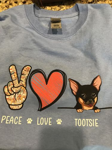 Customer photo review of Peace Love Dog - Personalized Custom Unisex T-shirt