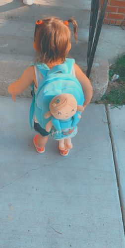 Customer photo review of Personalized Leyadoll Doll Backpack (Green)