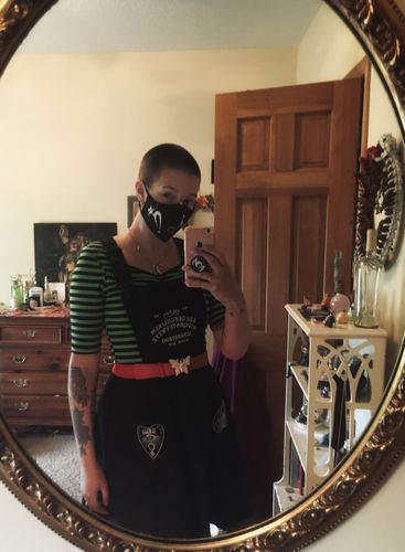 Customer photo review of Samara Pinafore Dress by Hell Bunny