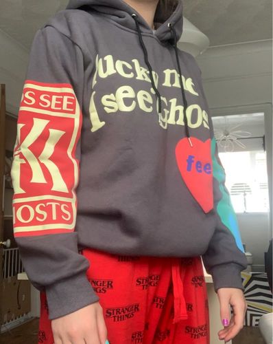 Customer photo review of "Lucky Me I See Ghosts" Hoodie