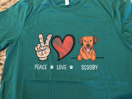 Customer photo review of Peace Love Dog - Personalized Custom Premium T-Shirt