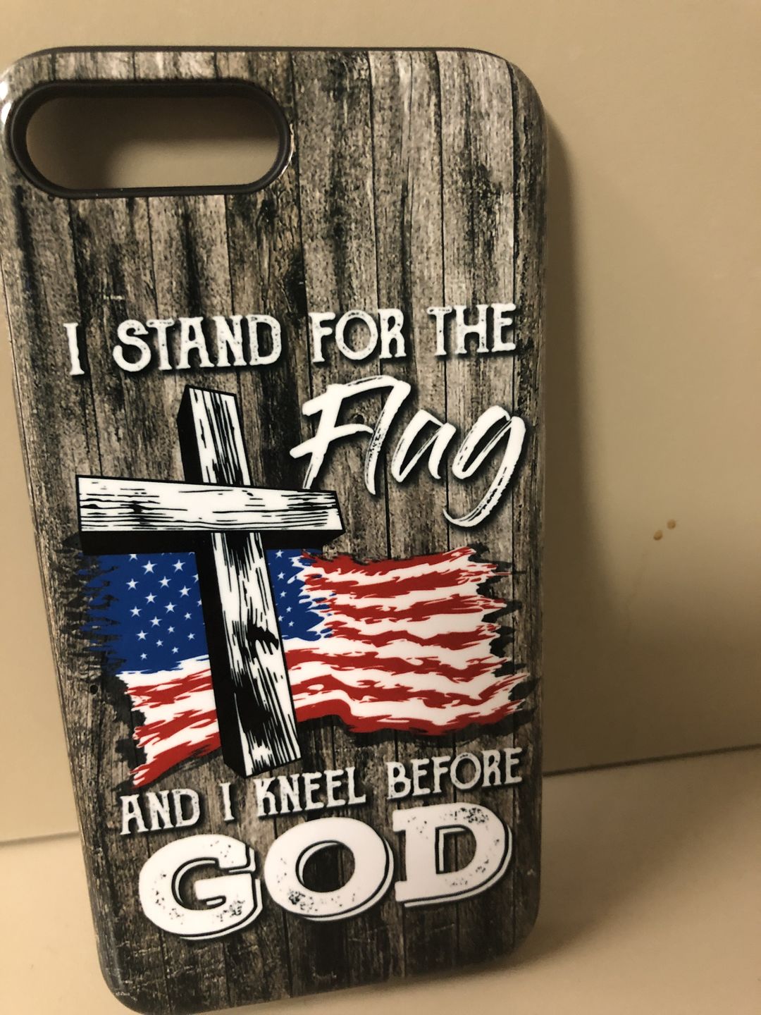 Customer photo review of I stand for the flag and I kneel before God phone case