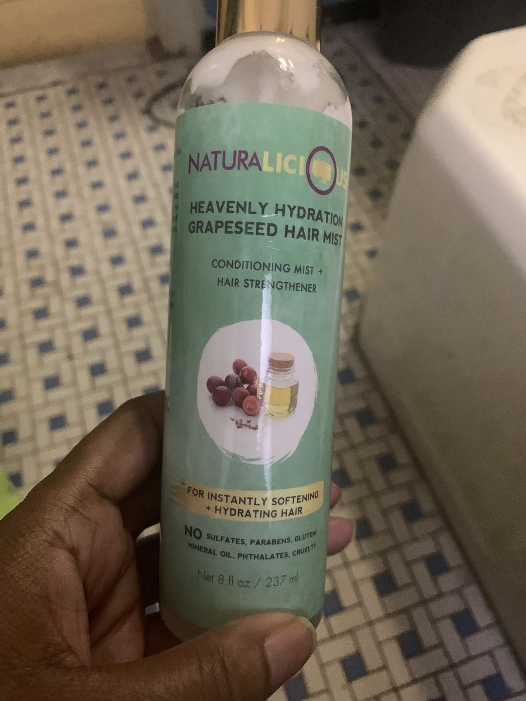 Customer photo review of Heavenly Hydration Grapeseed Hair Mist