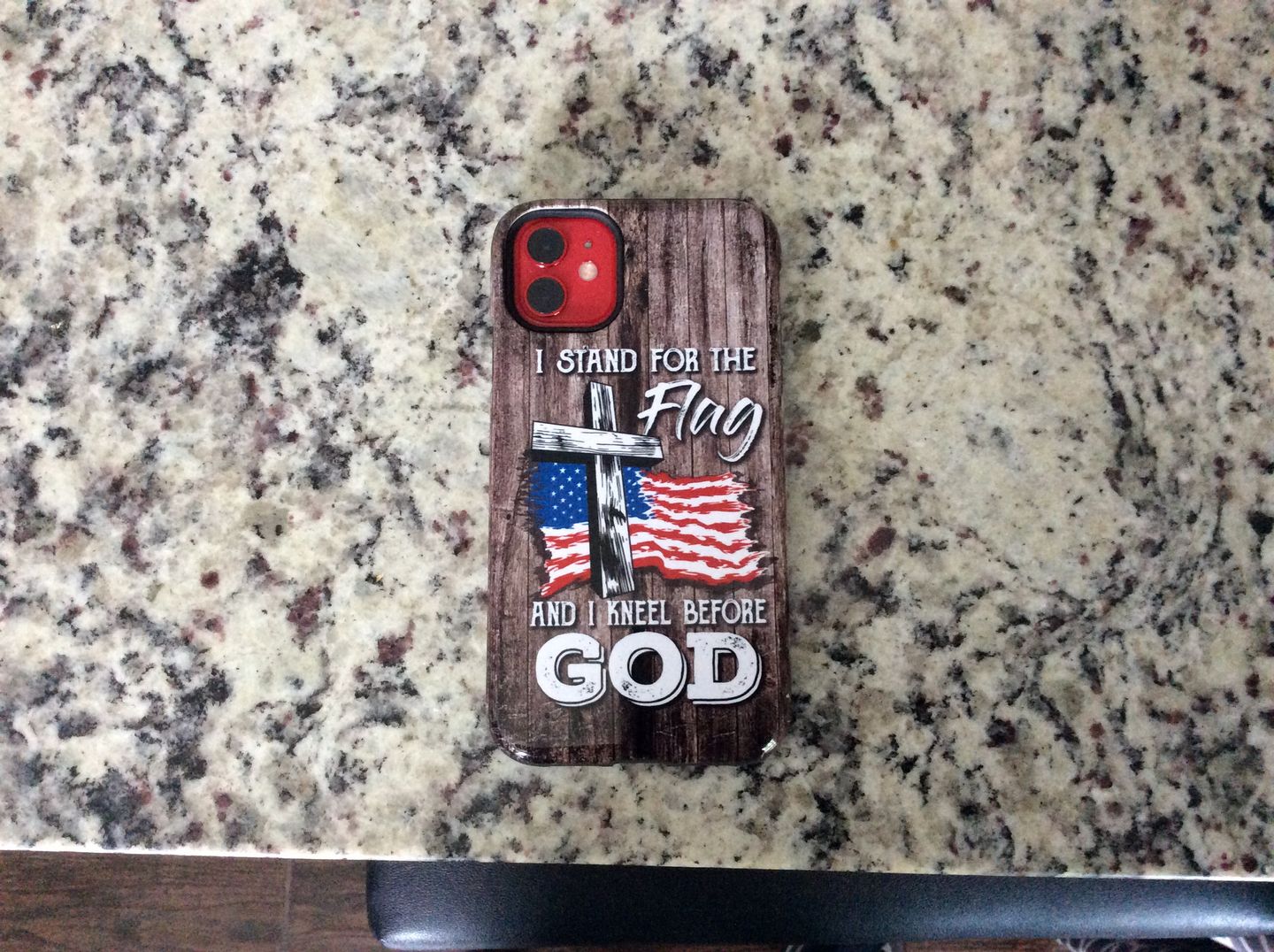 Customer photo review of I stand for the flag and I kneel before God phone case