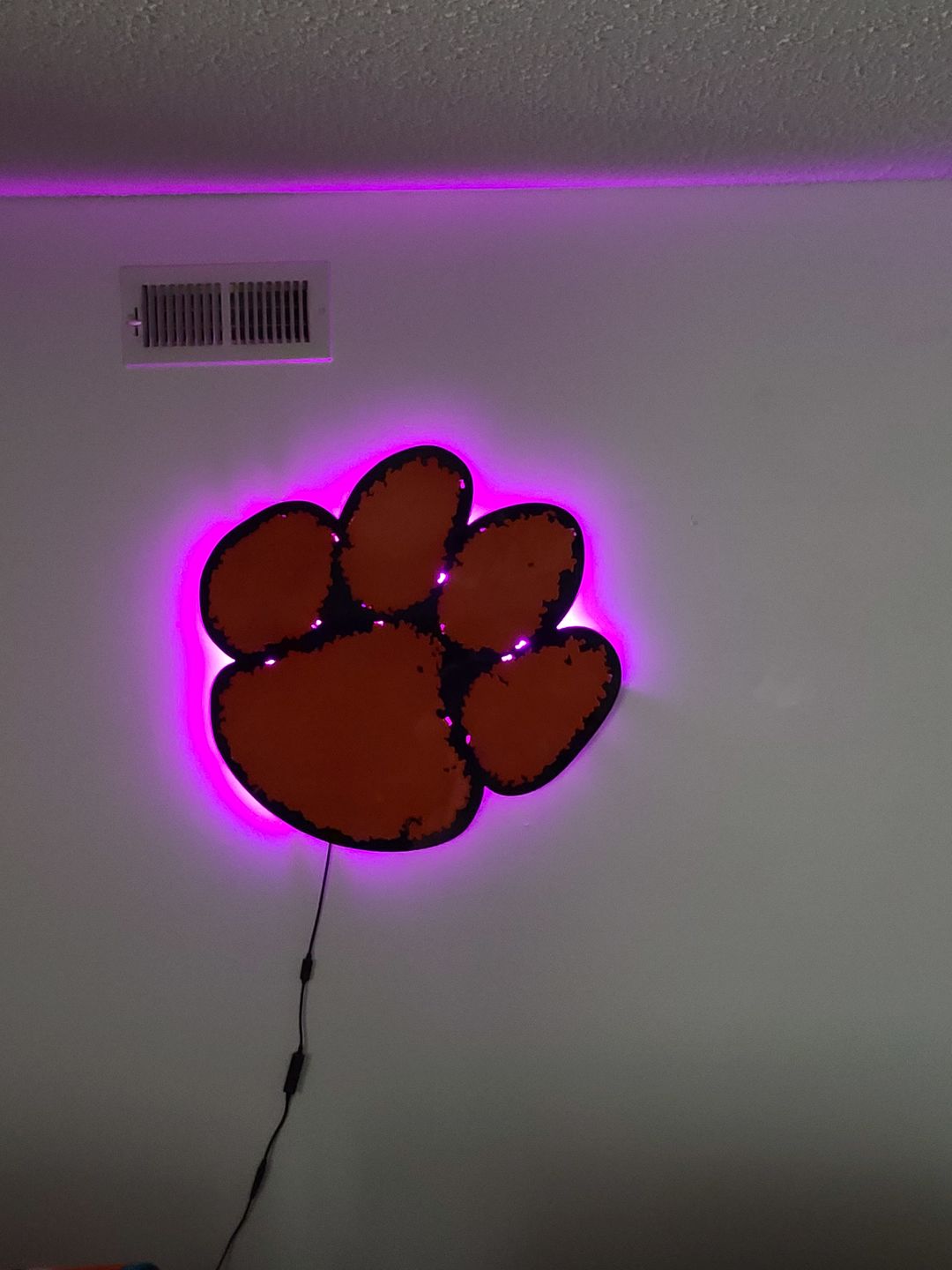 Customer photo review of Clemson Tigers Orange on Purple Paw 3D Vintage Metal Artwork LARGE 24"