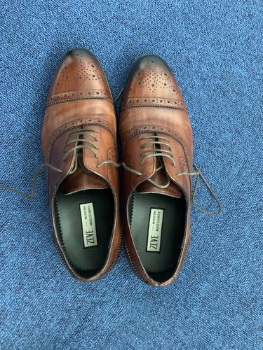 Customer photo review of Oxford Cap Toe - Cognac Tan Semi Brogue Lace Up (Hand Painted Patina)