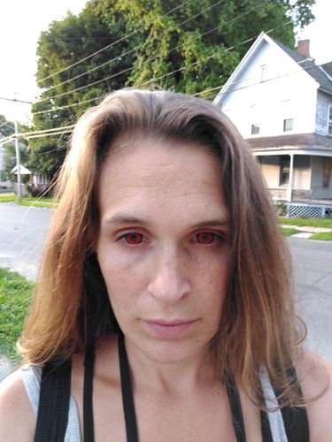 Customer photo review of Halloween Red vampire Colored Contact Lenses