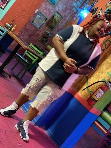 Customer photo review of FASHION RIP AND REPAIR DENIM SHORTS