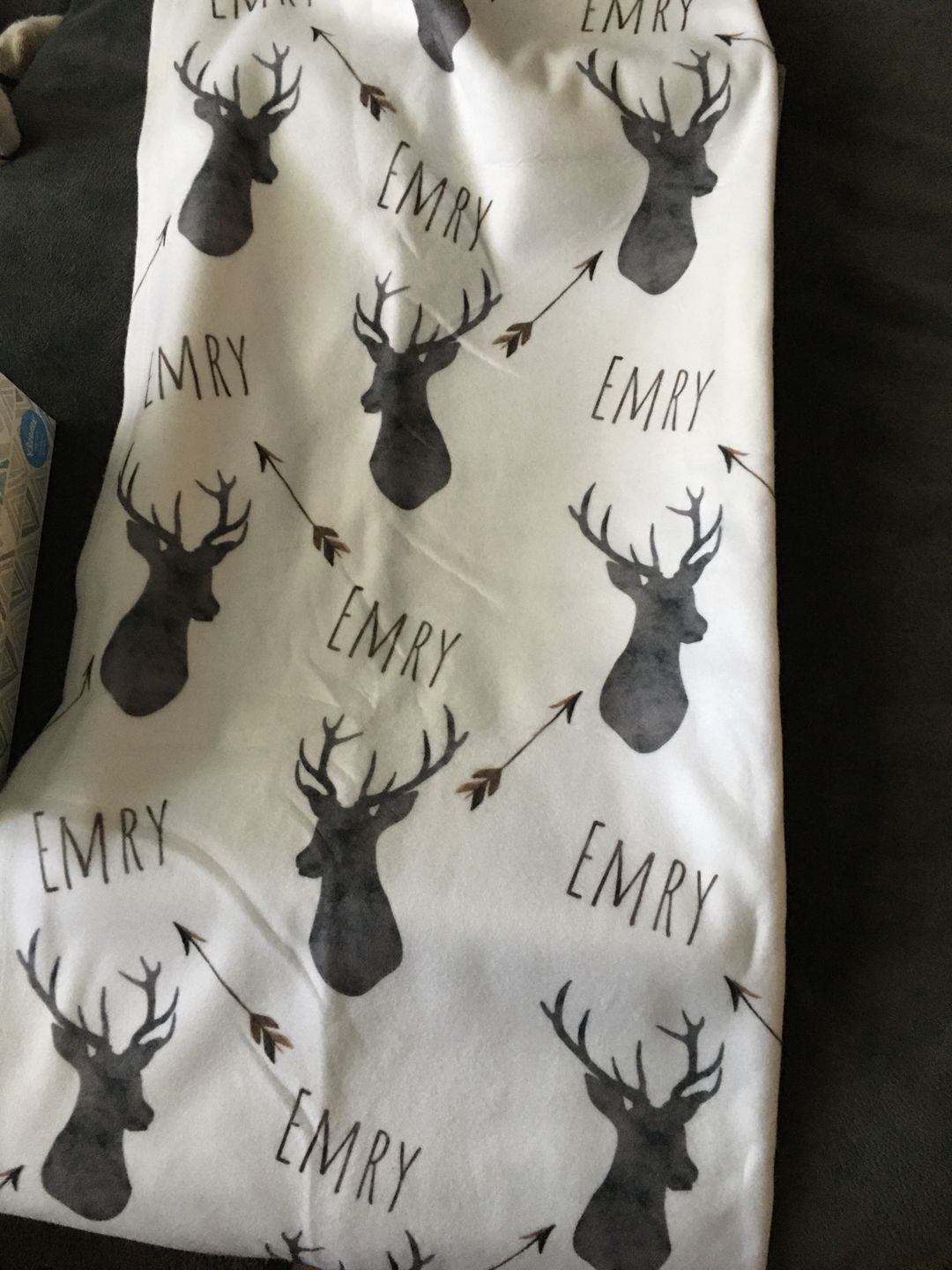Customer photo review of Deer baby blanket, Woodland blanket, Personalized baby boy blanket, Fleece