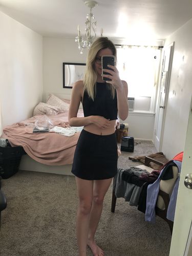 Customer photo review of Sleek Pleated Skirt - Black